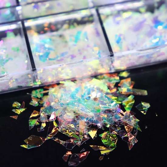 Набор хлопьев хамелеон "Битое стекло" для дизайна ногтей3
