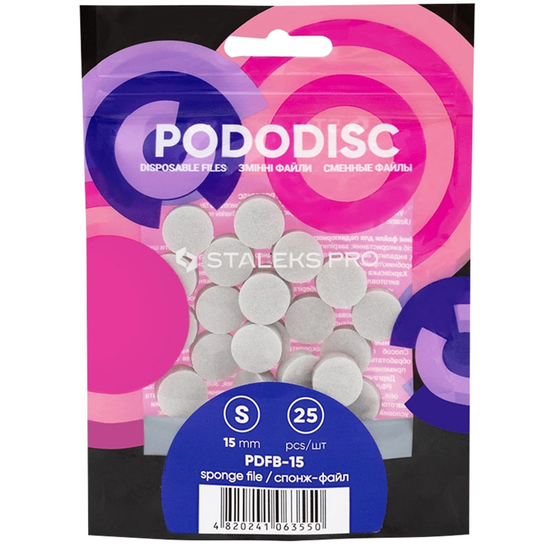 Спонж-файл полировщик для педикюрного диска STALEKS PRO PODODISC S 25 шт PDFB-15, Размер: 15 мм