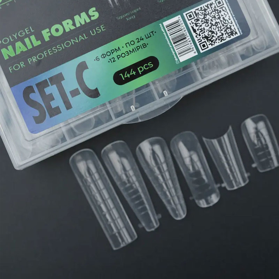 ​Верхние формы для наращивания ногтей Designer MIX Nail Forms SET-C (6 форм по 24 шт в уп.), Размер: SET-C