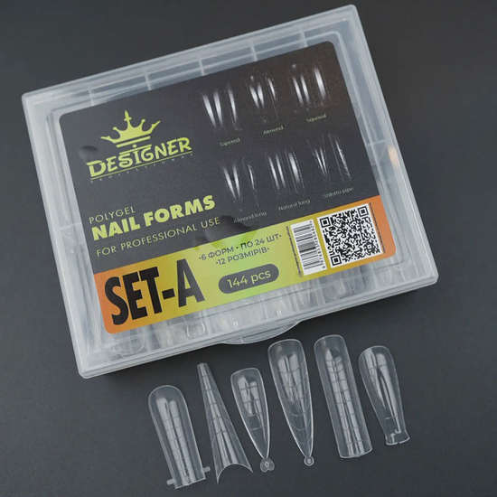 ​Верхние формы для наращивания ногтей Designer MIX Nail Forms SET-A (6 форм по 24 шт в уп.), Размер: SET-A2