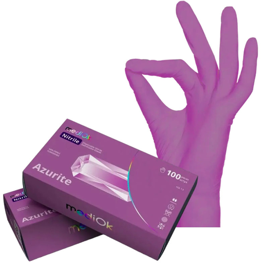 Перчатки нитрил неопудренные нестерильные MediOk Azurite светло-фиолетовые 100 шт, M, Размер: M