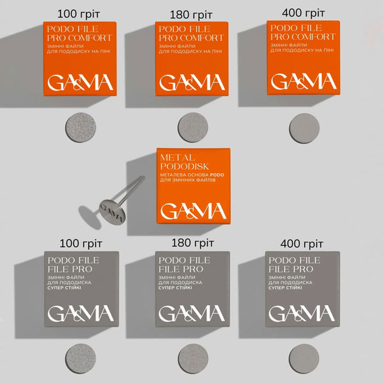 Змінні файли для пододиску супер стійкі GA&MA + Podo file - File PRO 400 гріт 50 шт, Кількість: 50 шт, Абразивність: 4004