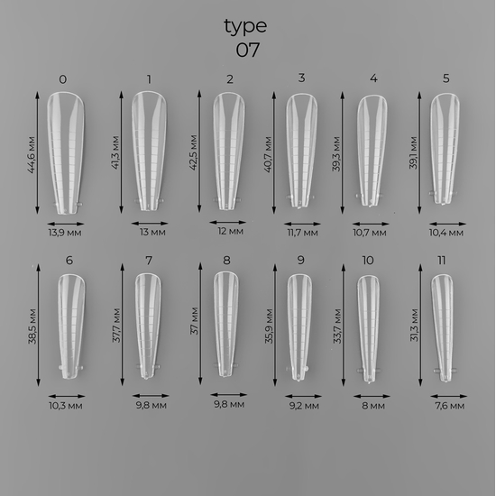Багаторазові верхні форми ART Dual Nail Forms, Type 07, Розмір: 074