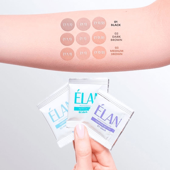 Гель фарба для брів ELAN 01 black (чорна) 5 мл х 10 шт, Кількість: 5 мл х 10 шт, Колір: 01 black2