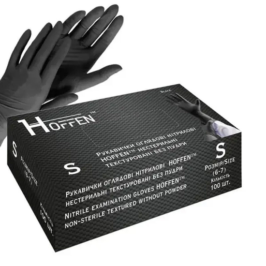 Рукавички нітрилові HOFFEN Black S 3,5 г