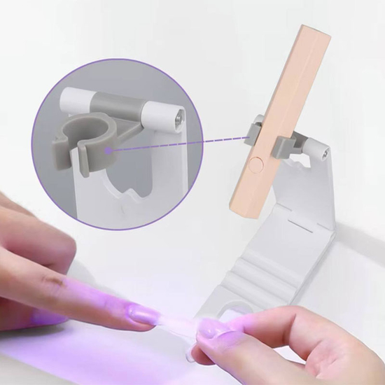 Подставка для LED+UV фонарика для сушки гель лака пластиковая с силиконовым держателем2