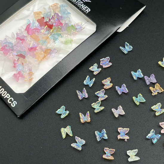 Набор объемного 3D декора Designer Разноцветные бабочки с переливом – D6 100 шт./уп., Цвет: D62