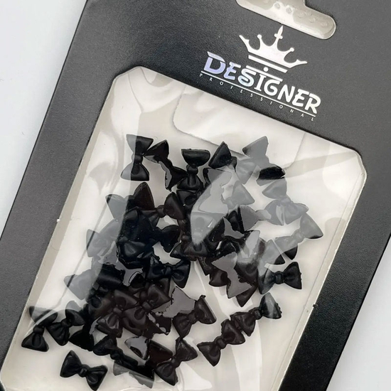 Набор объемного 3D декора Designer Черные бантики Бабочки - В4 50 шт./уп., Цвет: В42