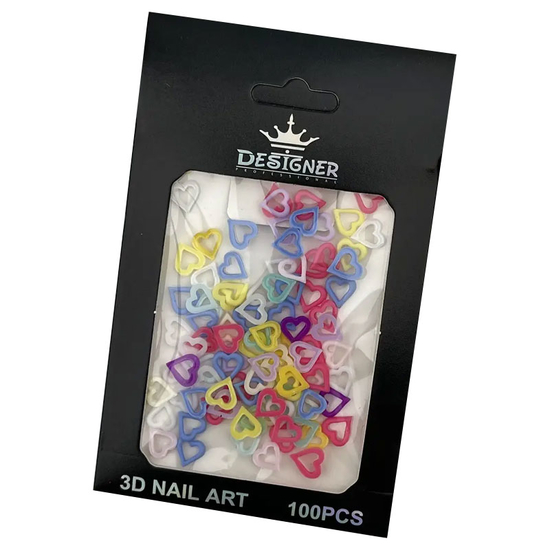 Набор объемного 3D декора Designer Разноцветные сердца – L1 50 шт./уп., Цвет: L1