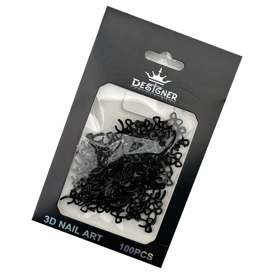 Набор объемного 3D декора Designer Черные тонкие бантики – В10 100 шт./уп., Цвет: В10