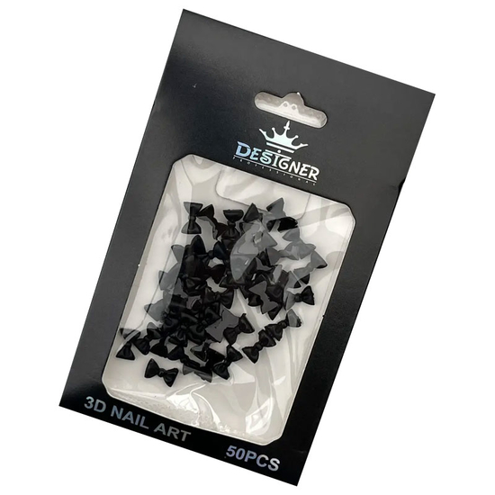 Набор объемного 3D декора Designer Черные бантики Бабочки - В4 50 шт./уп., Цвет: В4