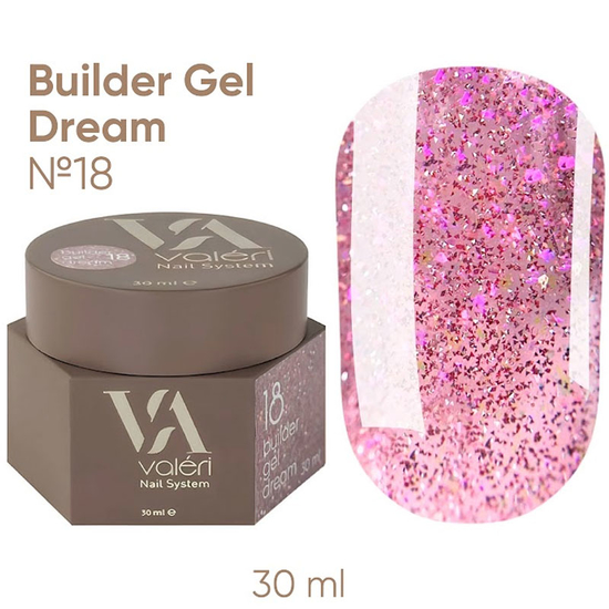 Гель для наращивания Valeri Builder Gel Dream №18 30 мл, Объем: -30 мл, Цвет: 18