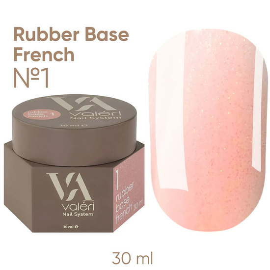 Valeri French base №001 (светло-розовый с золотистым микроблеском), 30 мл, Объем: 30 мл, Цвет: 001
