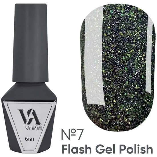 Гель-лак светоотражающий Valeri Flash №07 (зеленый), 6 мл, Цвет: 07