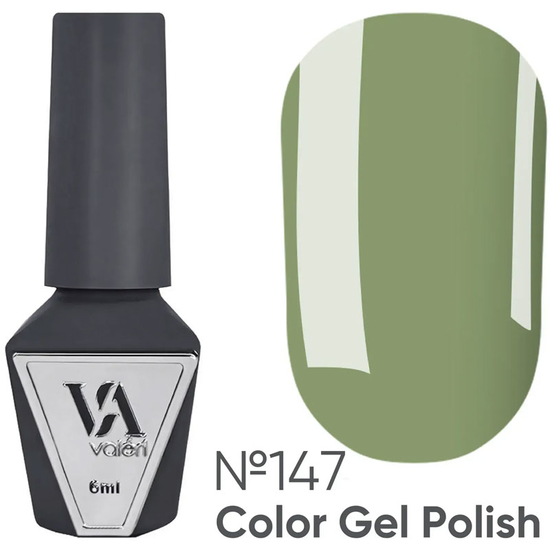 Гель-лак Valeri №147 (серо-оливковый, эмаль), 6 мл