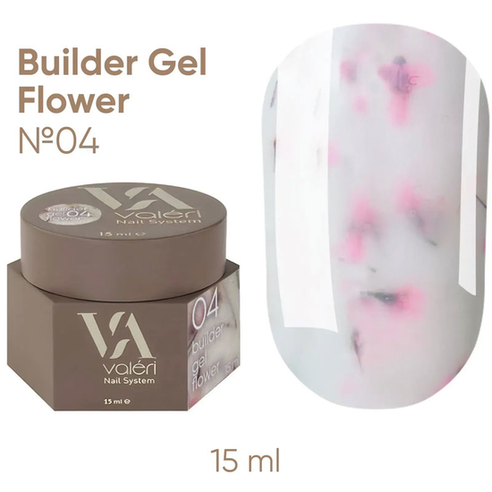 Гель для нарощування Valeri Builder Gel Flower №04 15 мл, Колір: 04