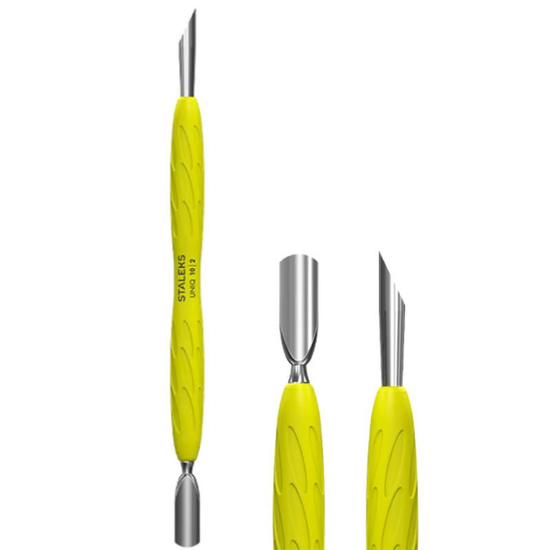 Лопатка маникюрная Staleks Pro Gummy с желтой силиконовой ручкой UNIQ 10 TYPE 2 PQ-10/2y