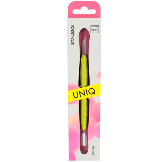 Лопатка маникюрная Staleks Pro Gummy с желтой силиконовой ручкой UNIQ 10 TYPE 2 PQ-10/2y2